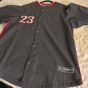 Vintage Rare Jordan Brand #23 Button Up Baseball Style Jersey Shirt XL